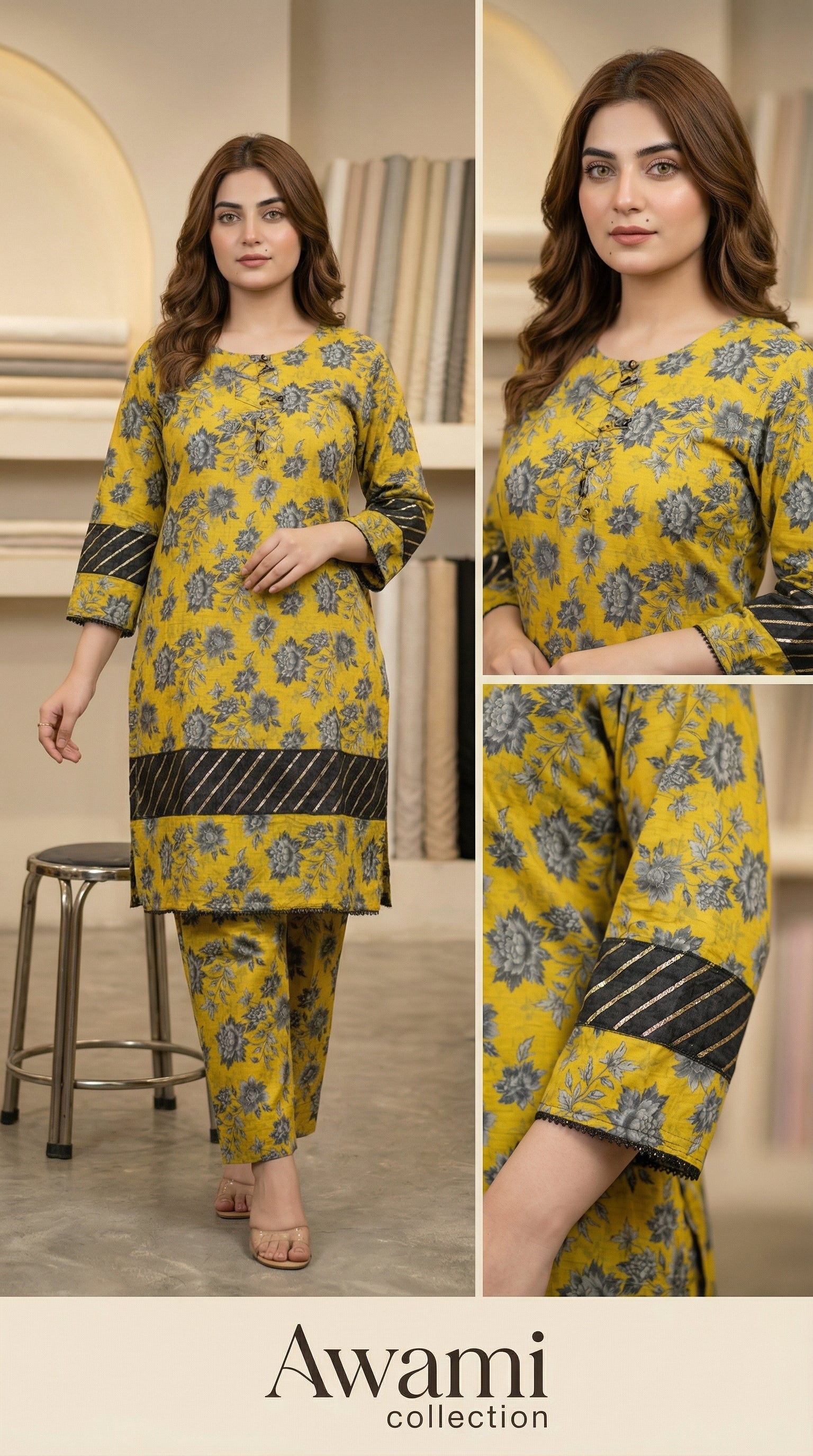 Golden Mustard & Slate Rose Tassel Set