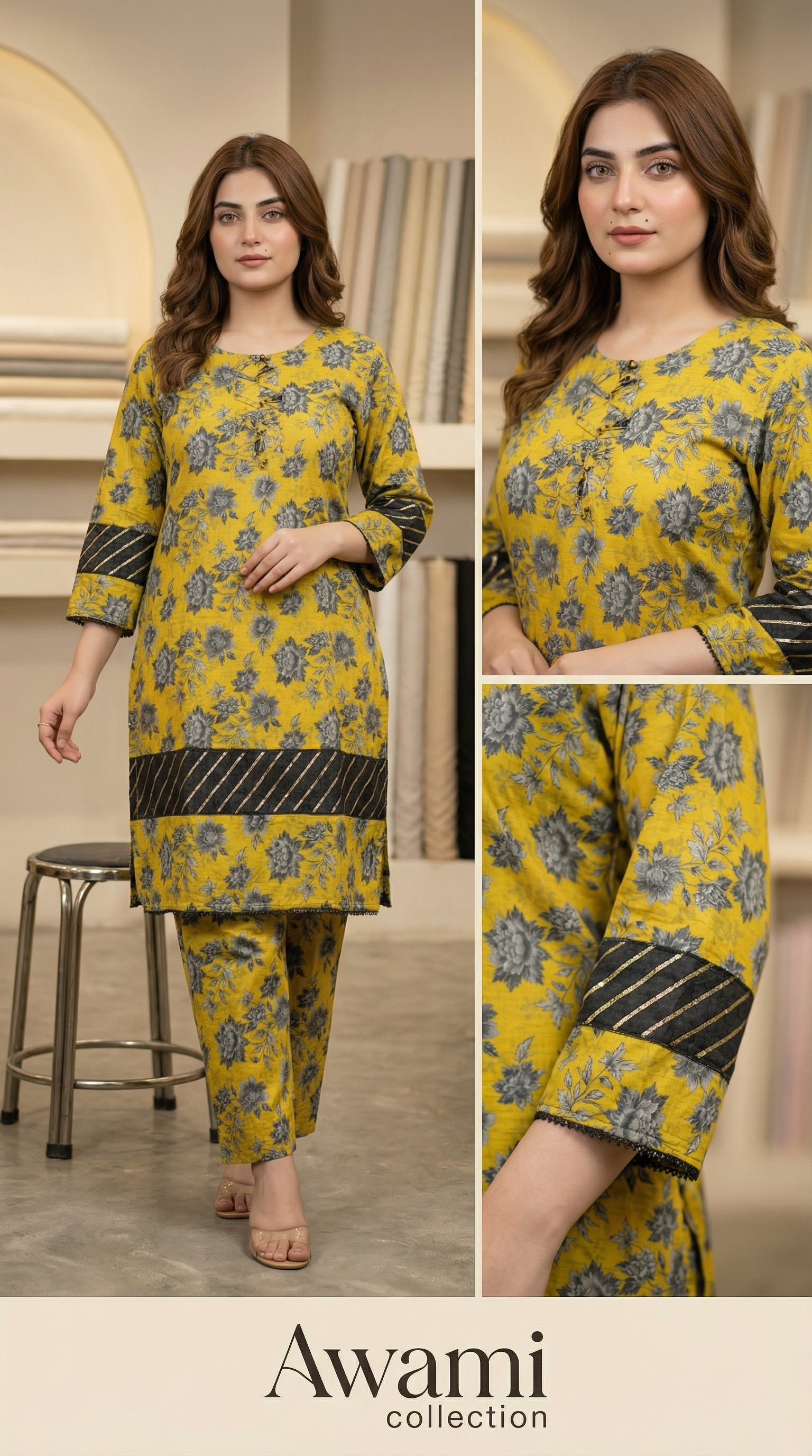 Golden Mustard & Slate Rose Tassel Set