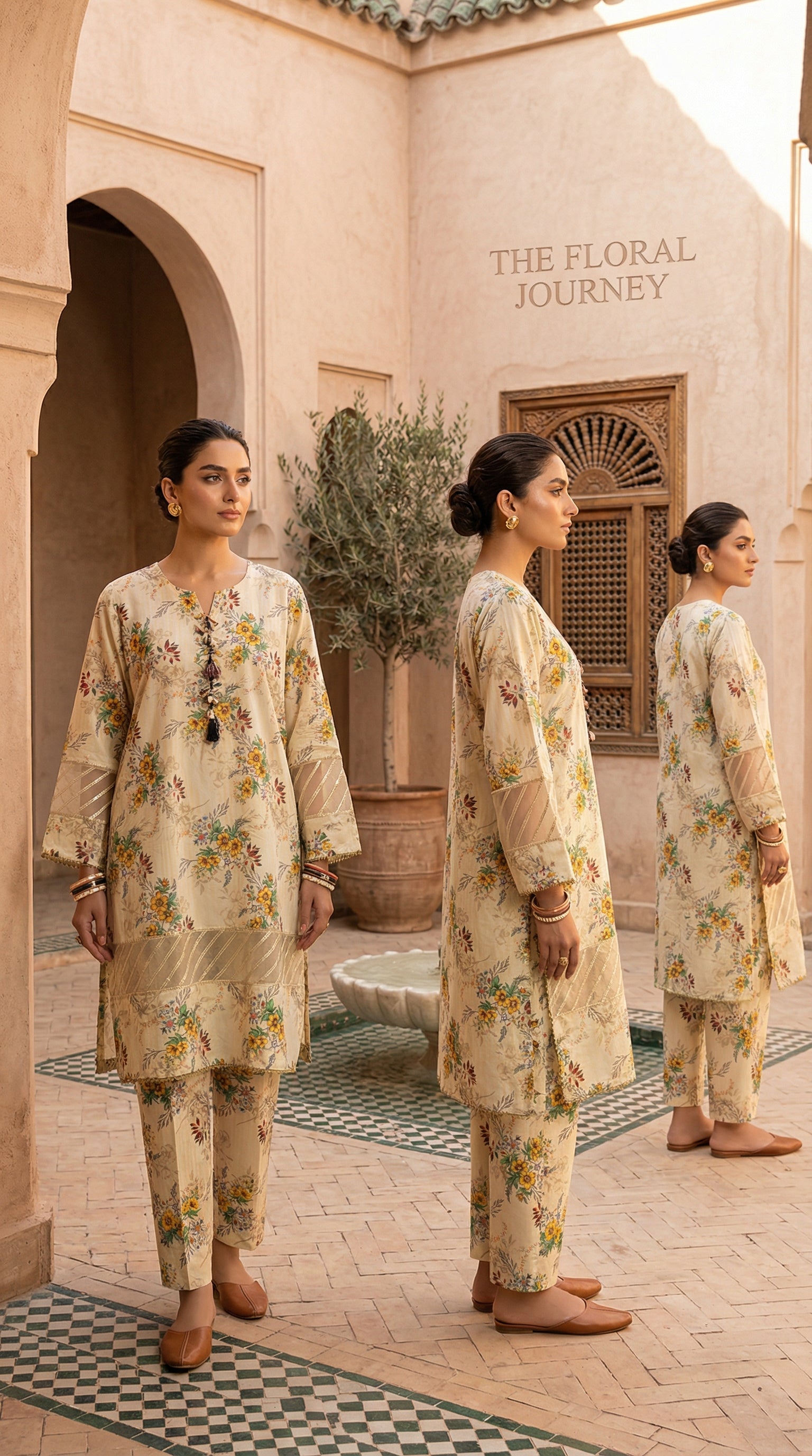 Beige Printed Lawn Suit