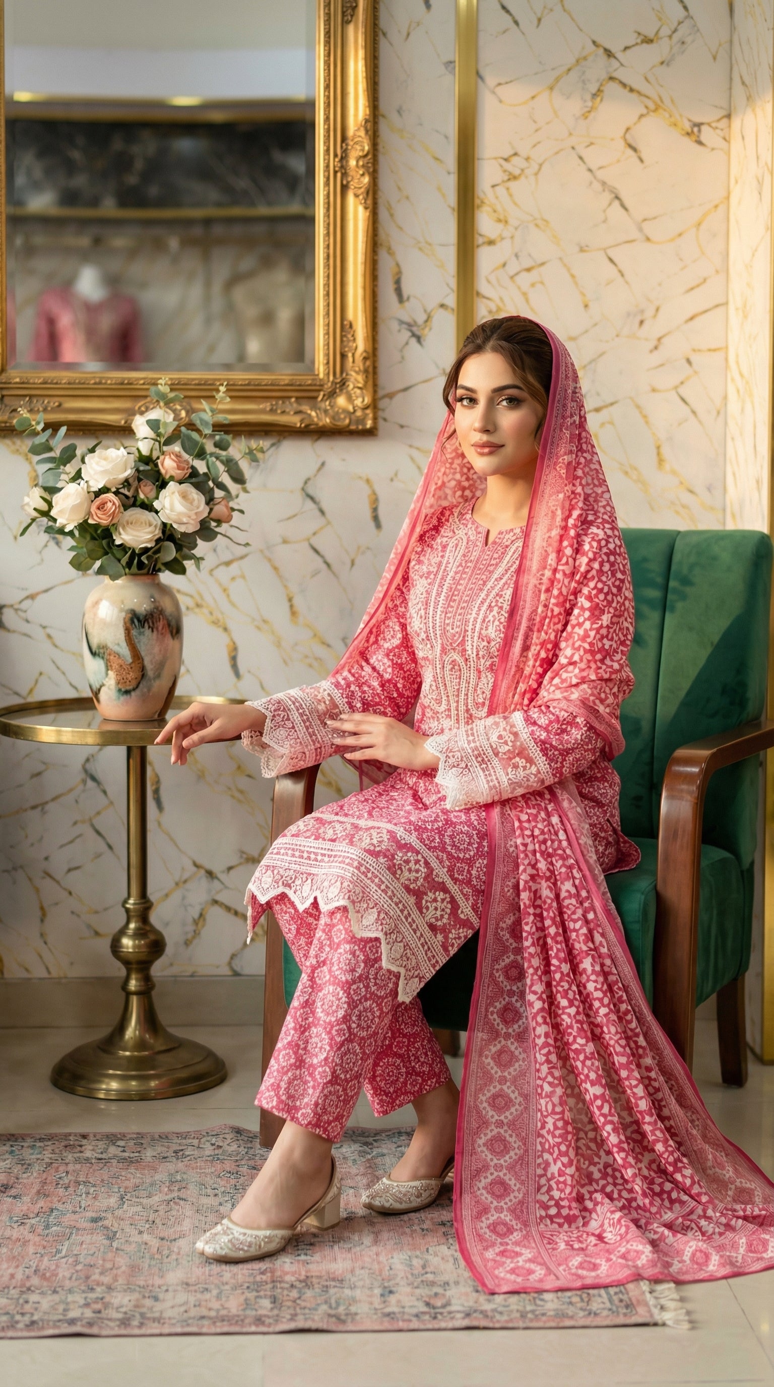 Rosé Bloom – Pink Printed Lawn Suit