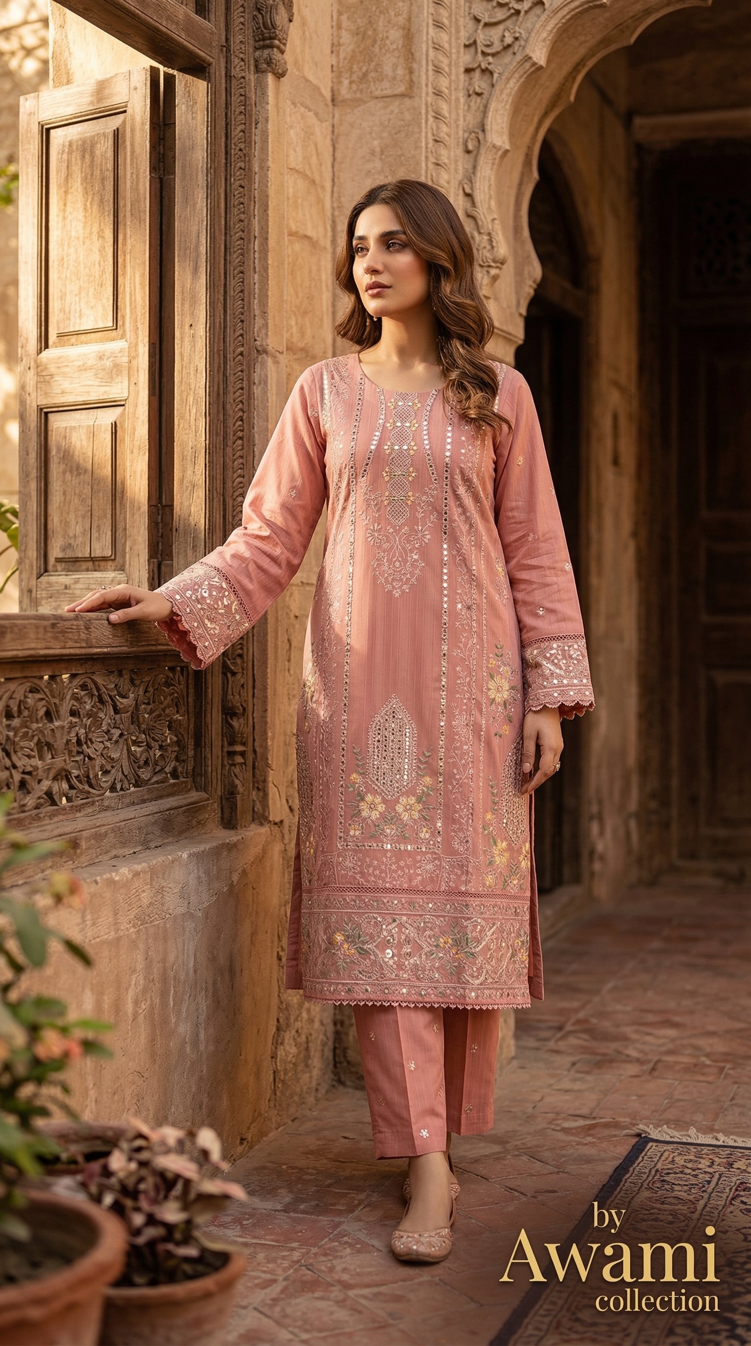 Prussian Blue Embroidered Mirror-Work Suit