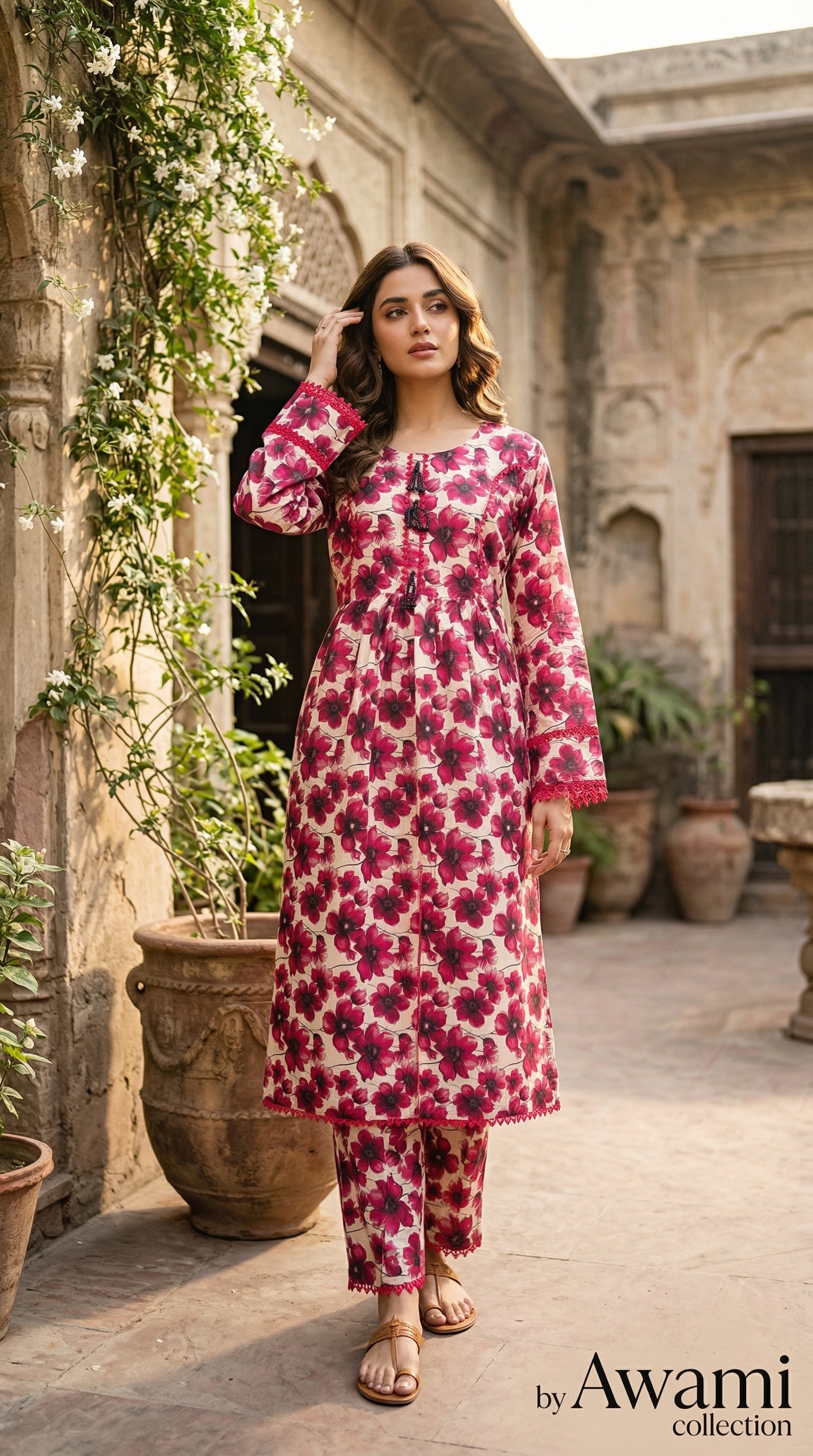 Fuchsia Garden Gathered Co-ord Set