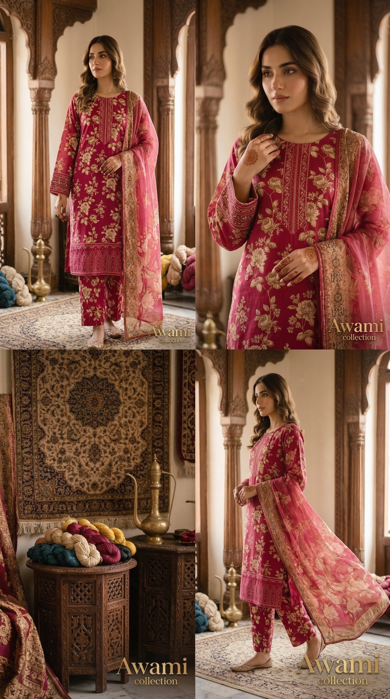 Crimson Floral Heritage Ensemble