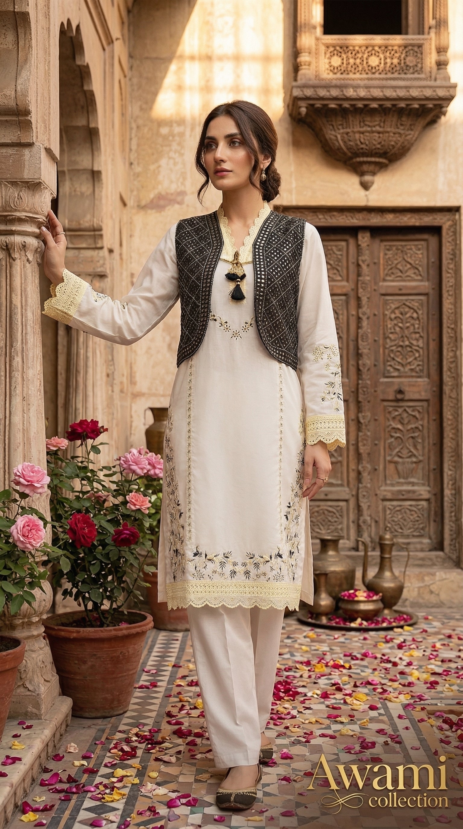 Ivory Pearl & Ebony Waistcoat Set
