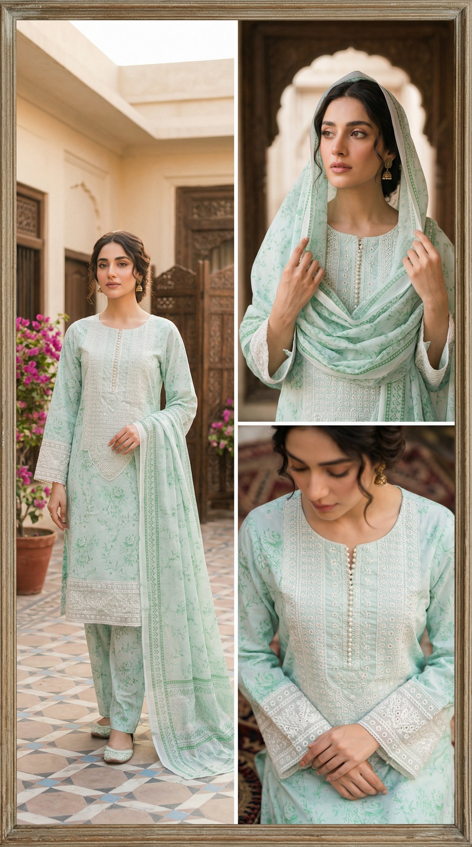 Mint Serenity Embroidered Lawn Suit