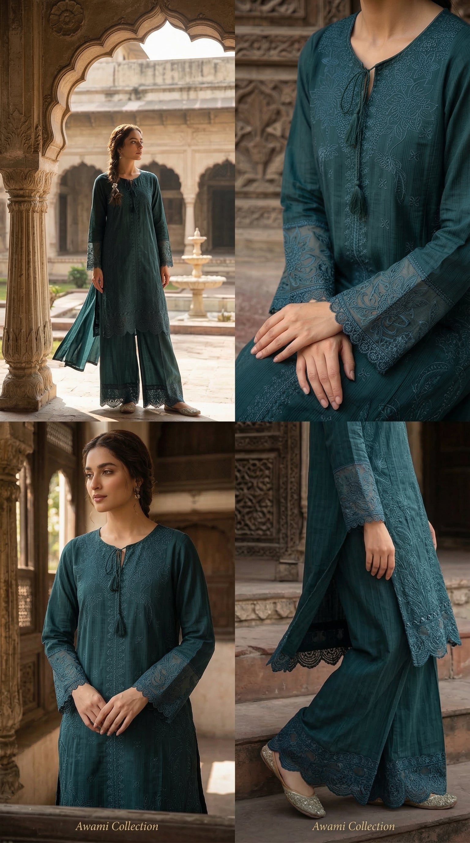 Olive Green Embroidered Lawn Suit
