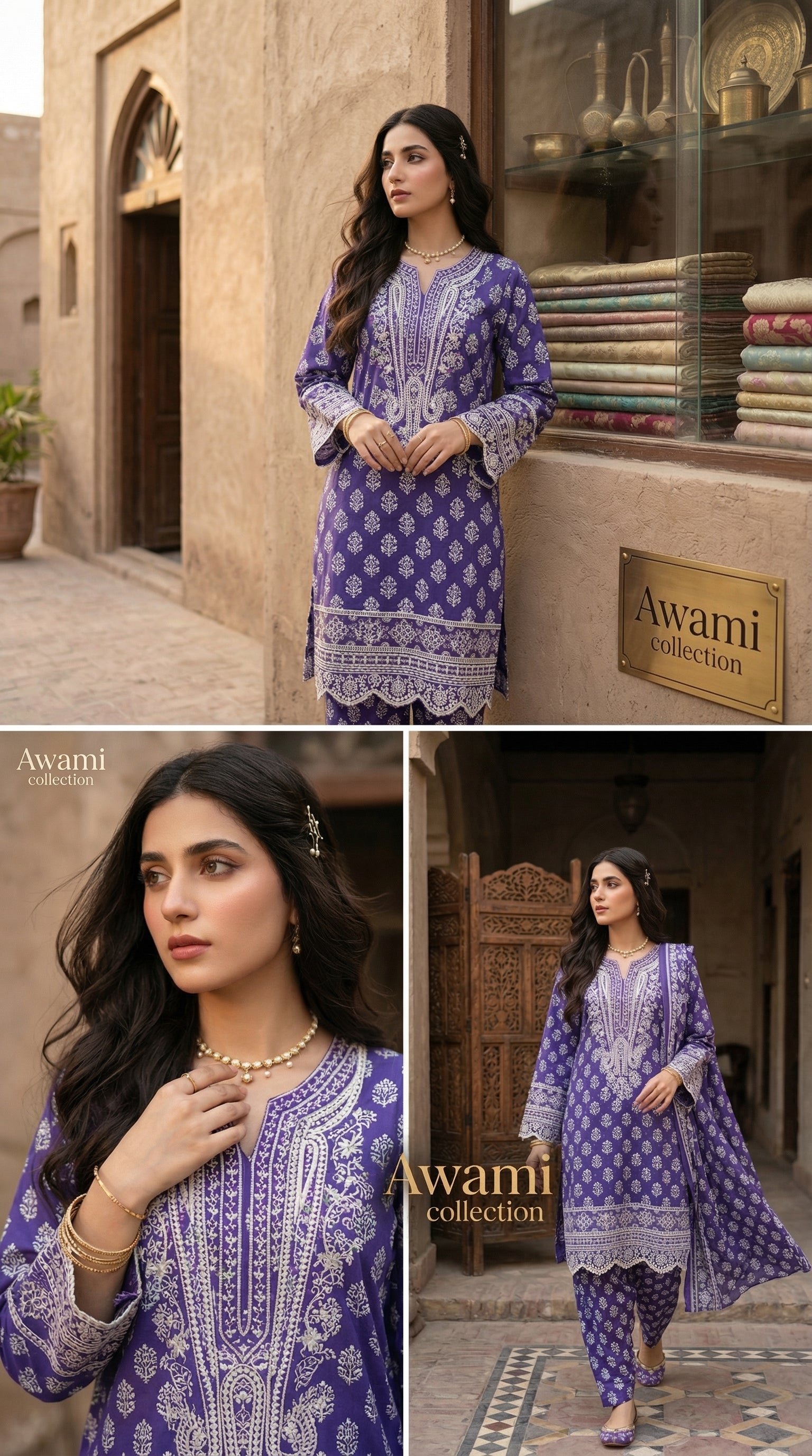 Royal Purple Floral Print Ensemble