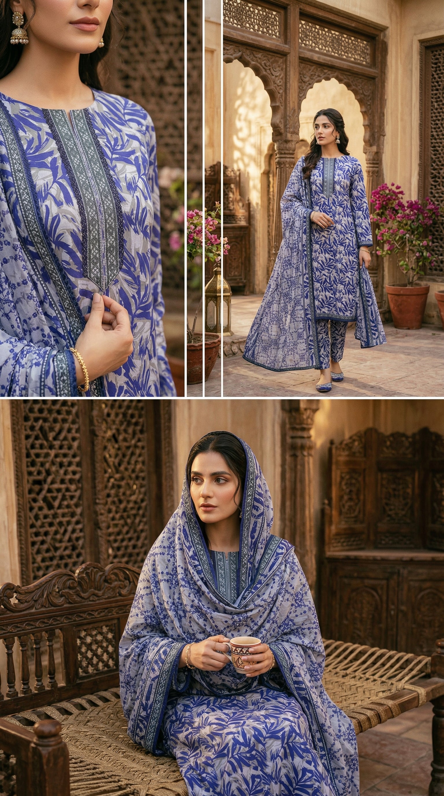Royal Sapphire Printed Lawn Suit