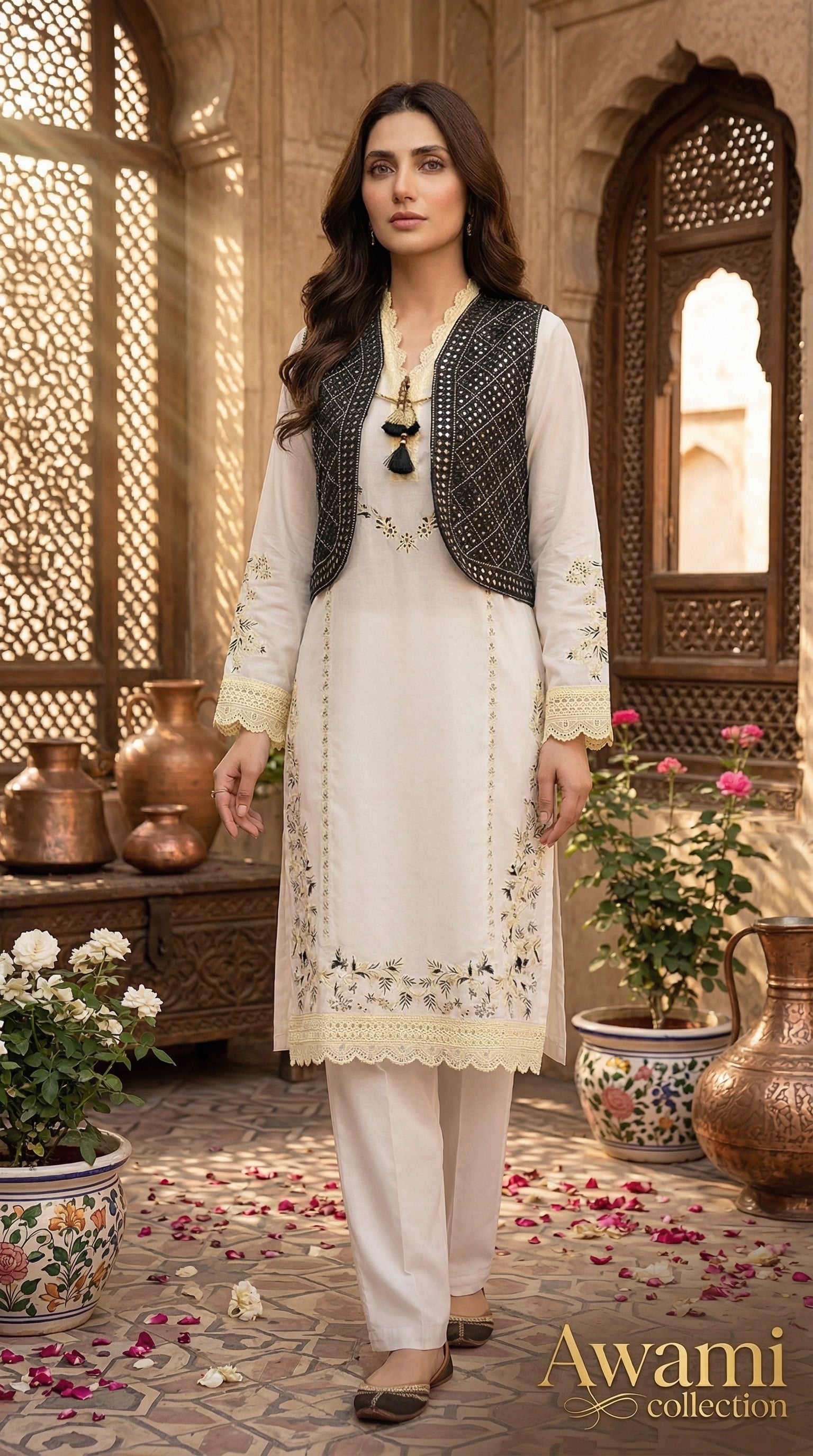 Ivory Pearl & Ebony Waistcoat Set