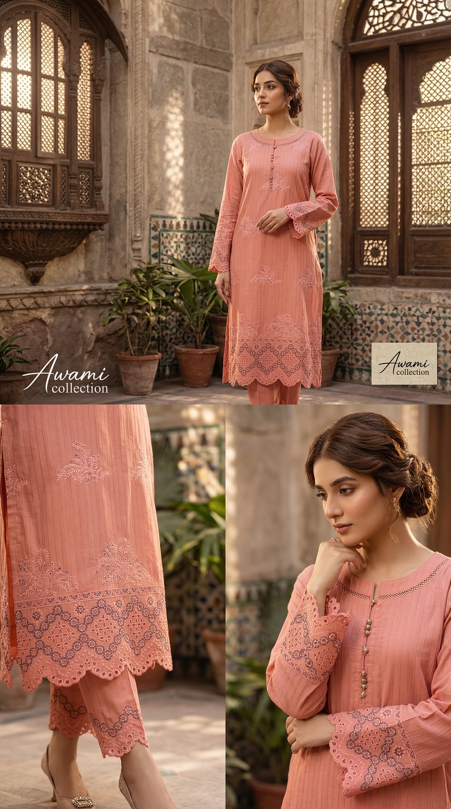 Sage Green Embroidered Chikankari Ensemble