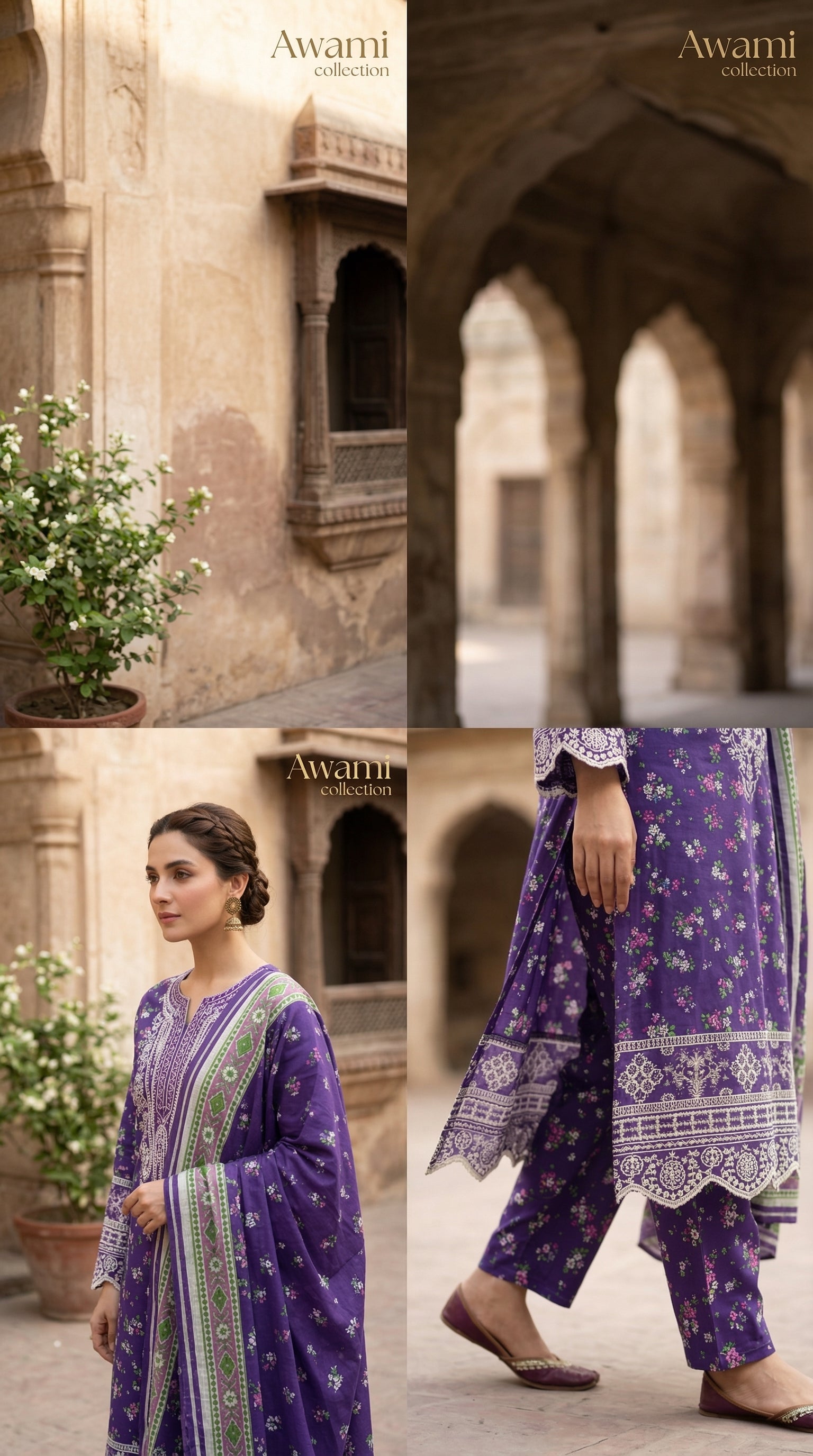 Royal Purple Floral Print Ensemble