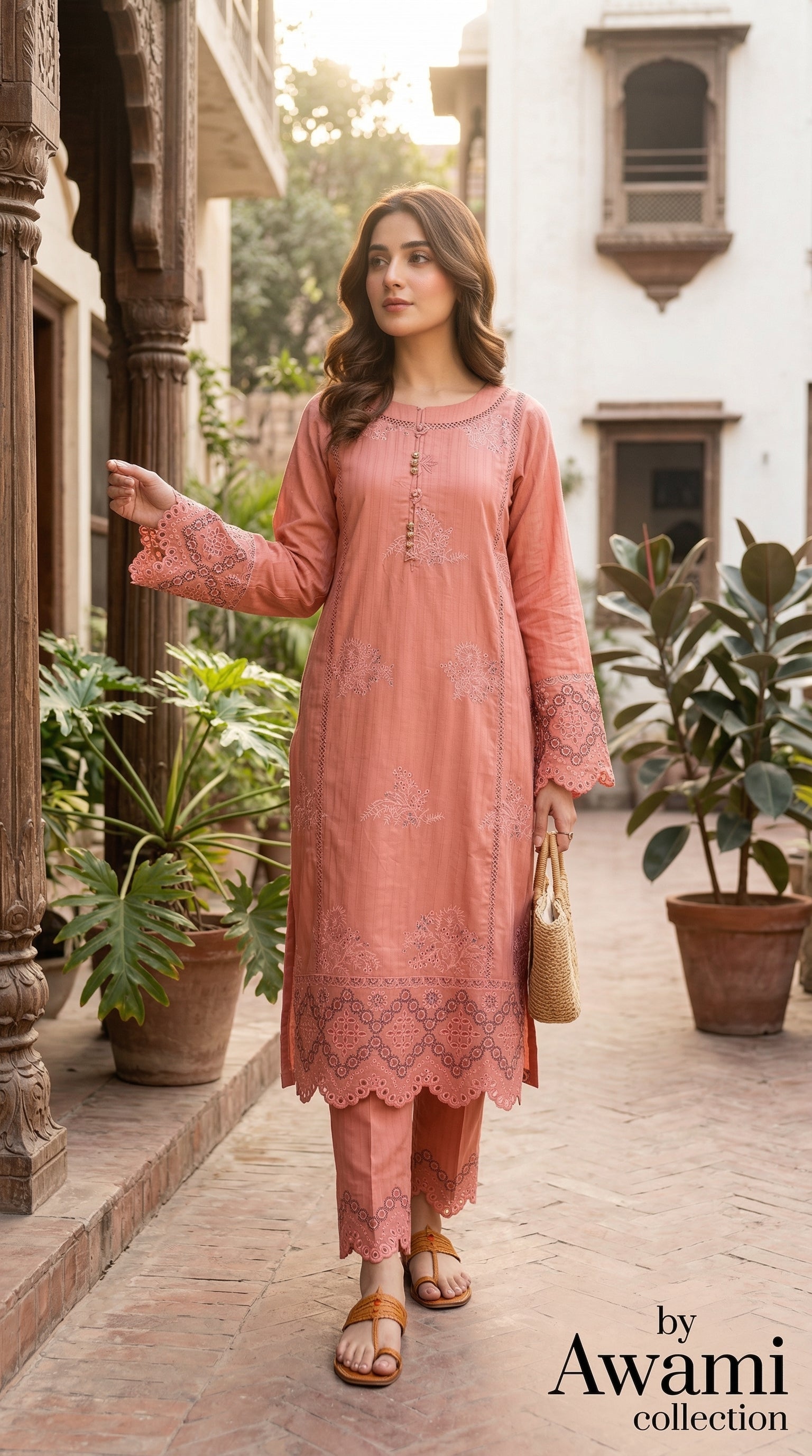 Sage Green Embroidered Chikankari Ensemble