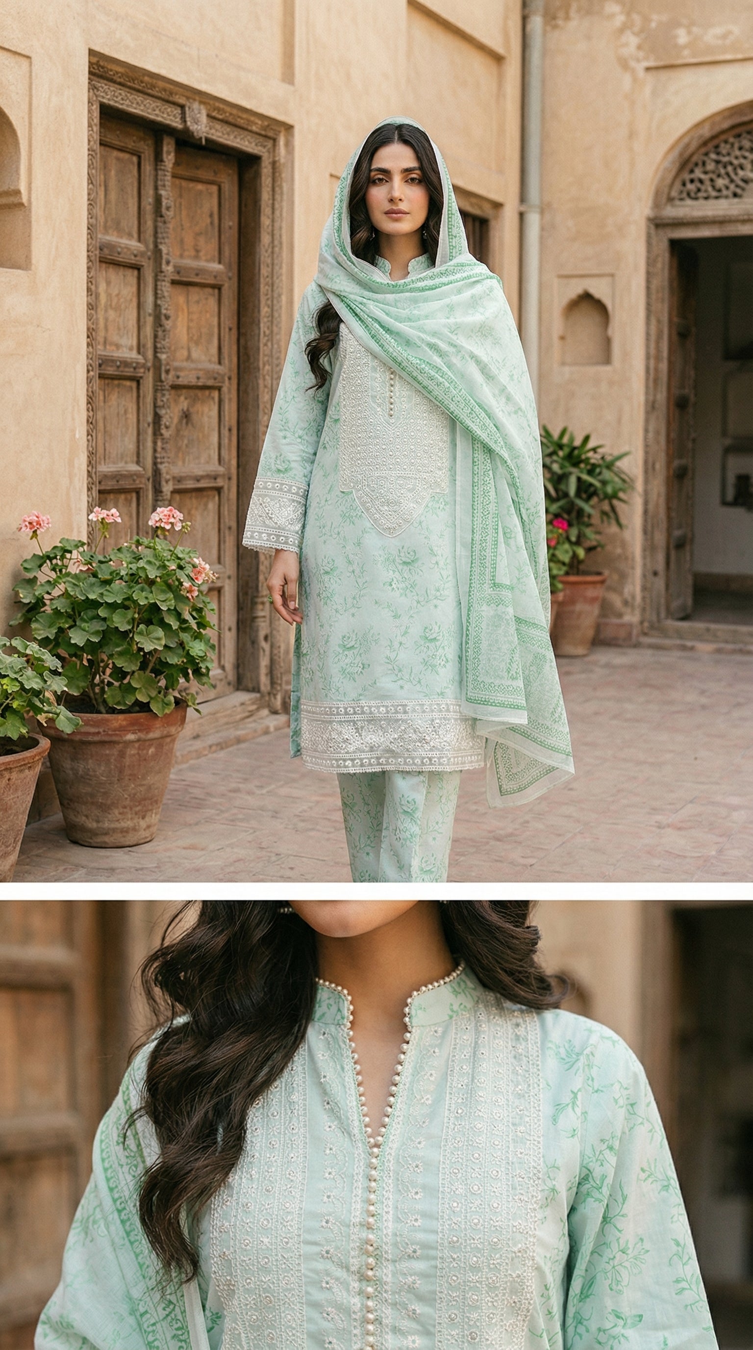 Mint Serenity Embroidered Lawn Suit