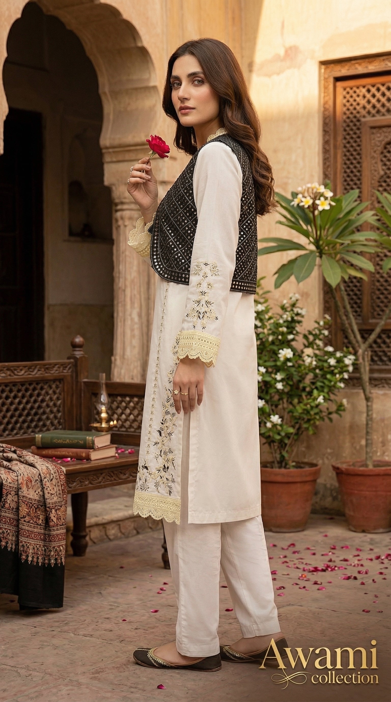 Ivory Pearl & Ebony Waistcoat Set