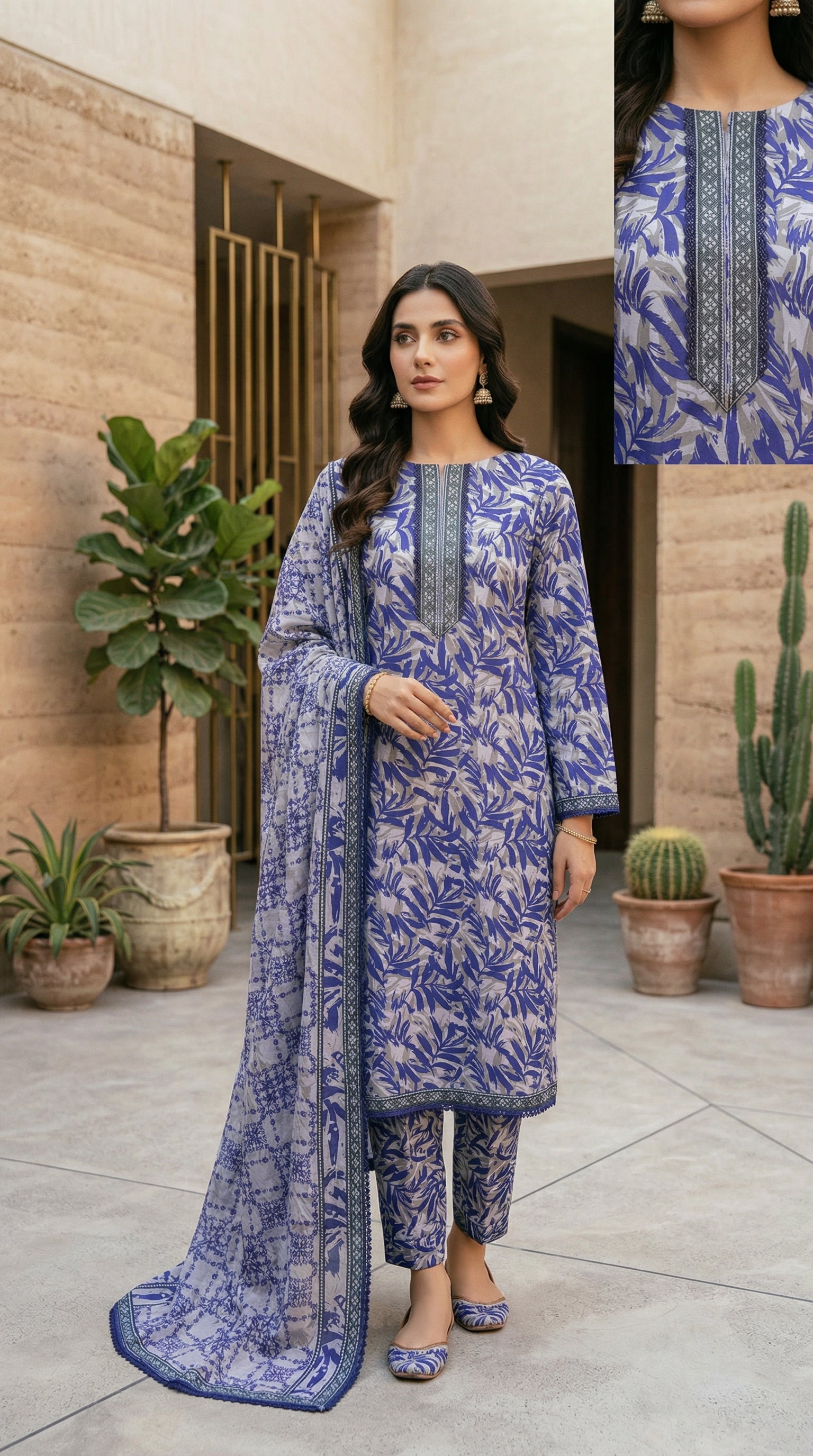 Royal Sapphire Printed Lawn Suit