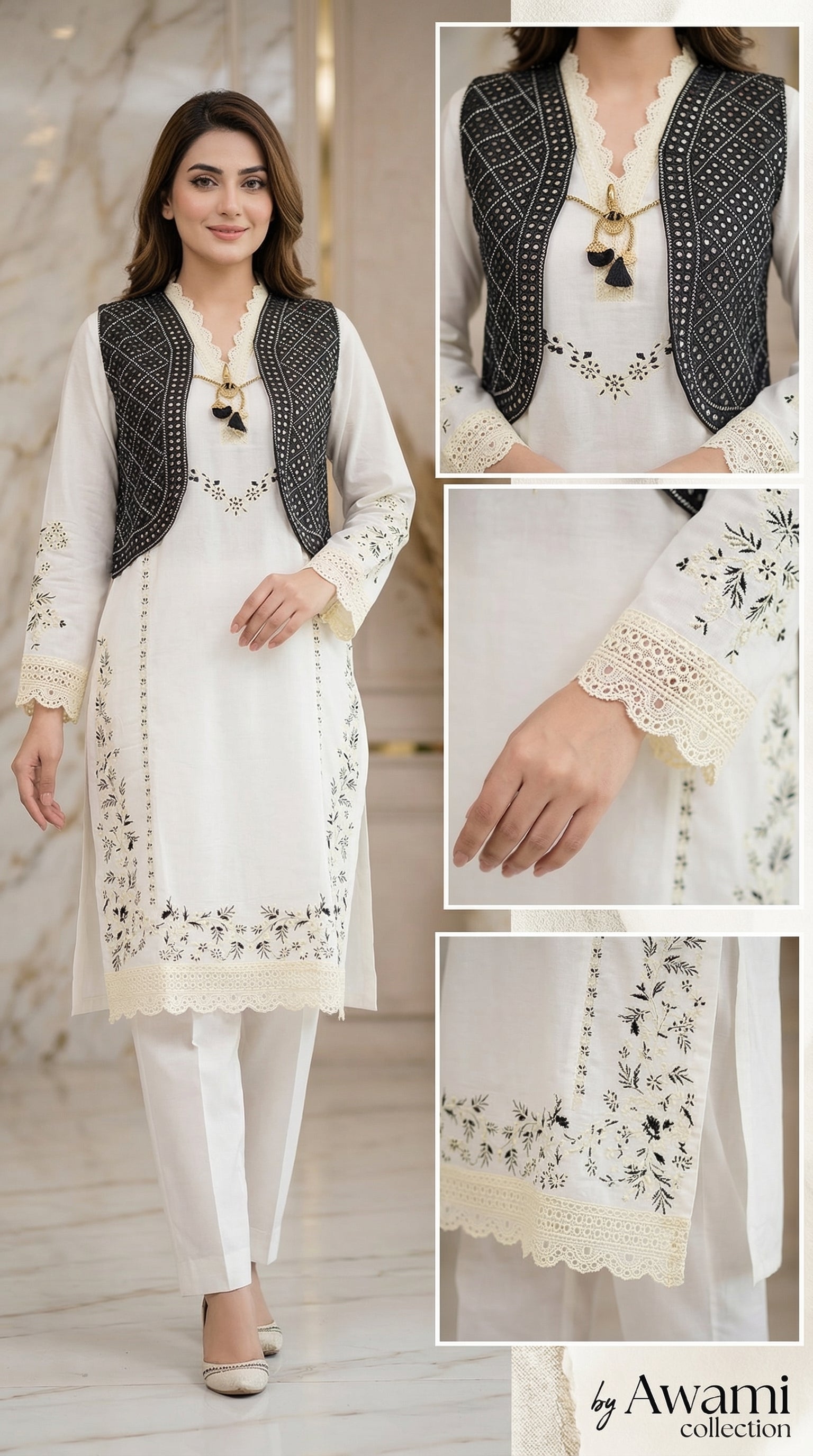 Ivory Pearl & Ebony Waistcoat Set
