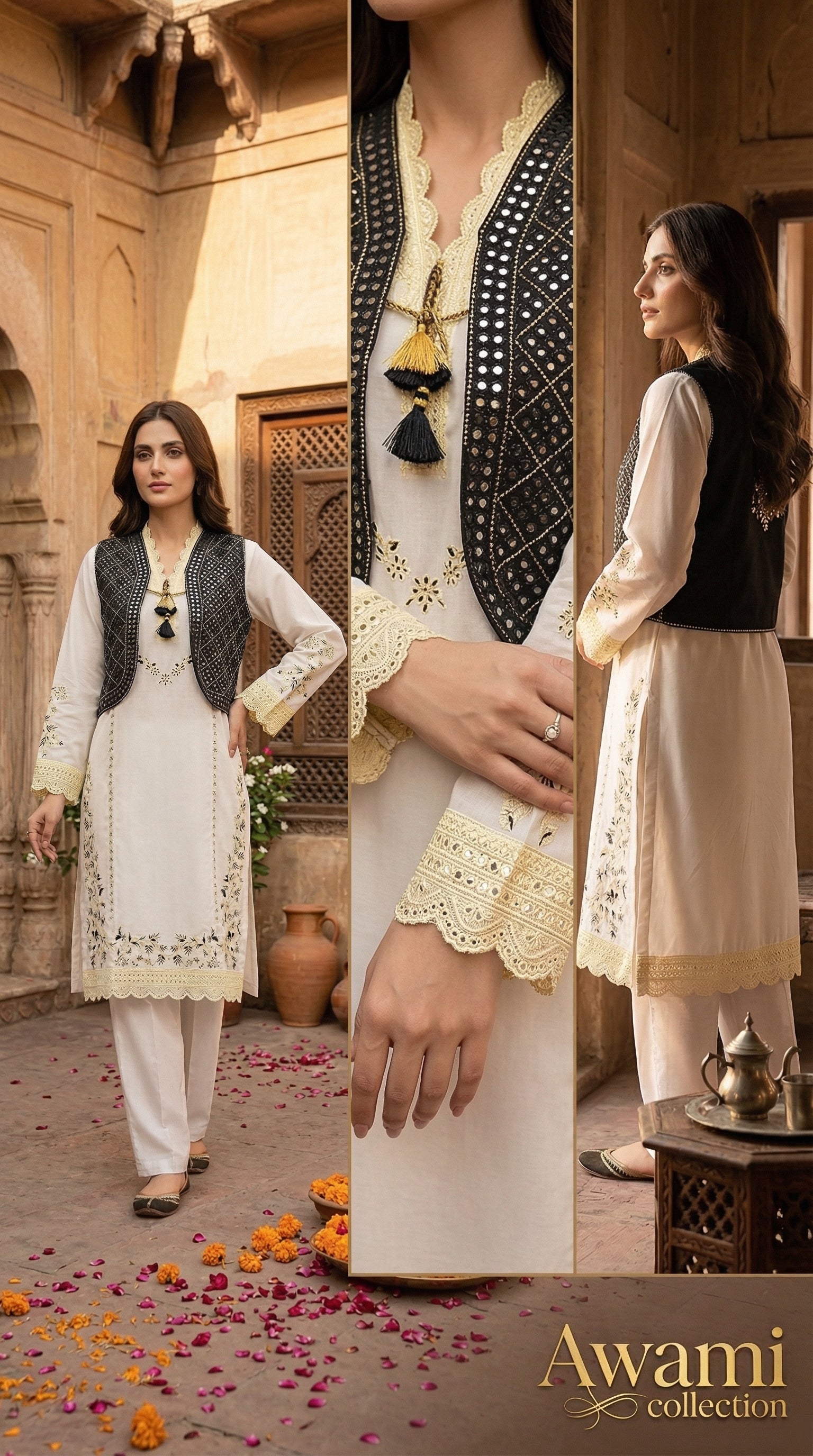 Ivory Pearl & Ebony Waistcoat Set