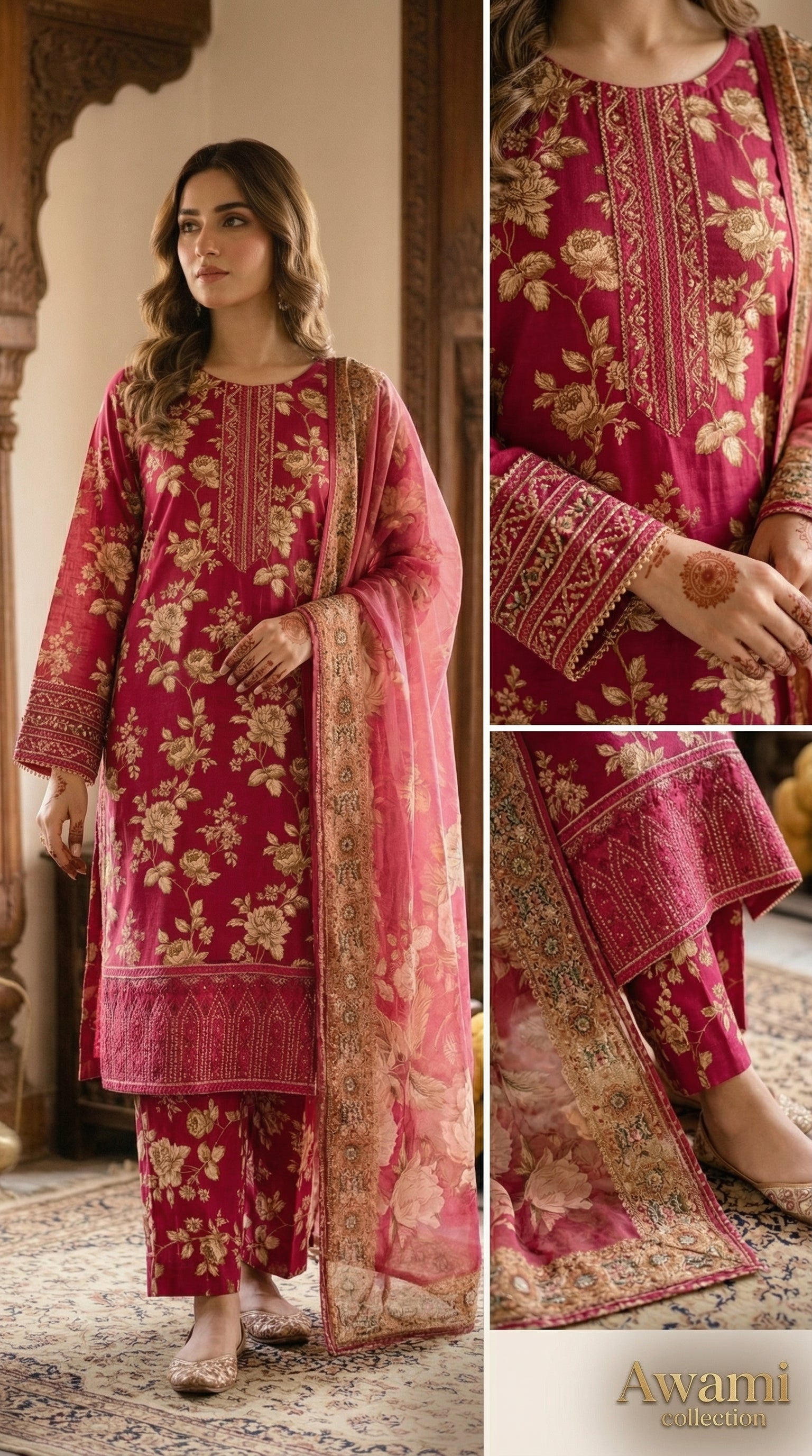 Crimson Floral Heritage Ensemble