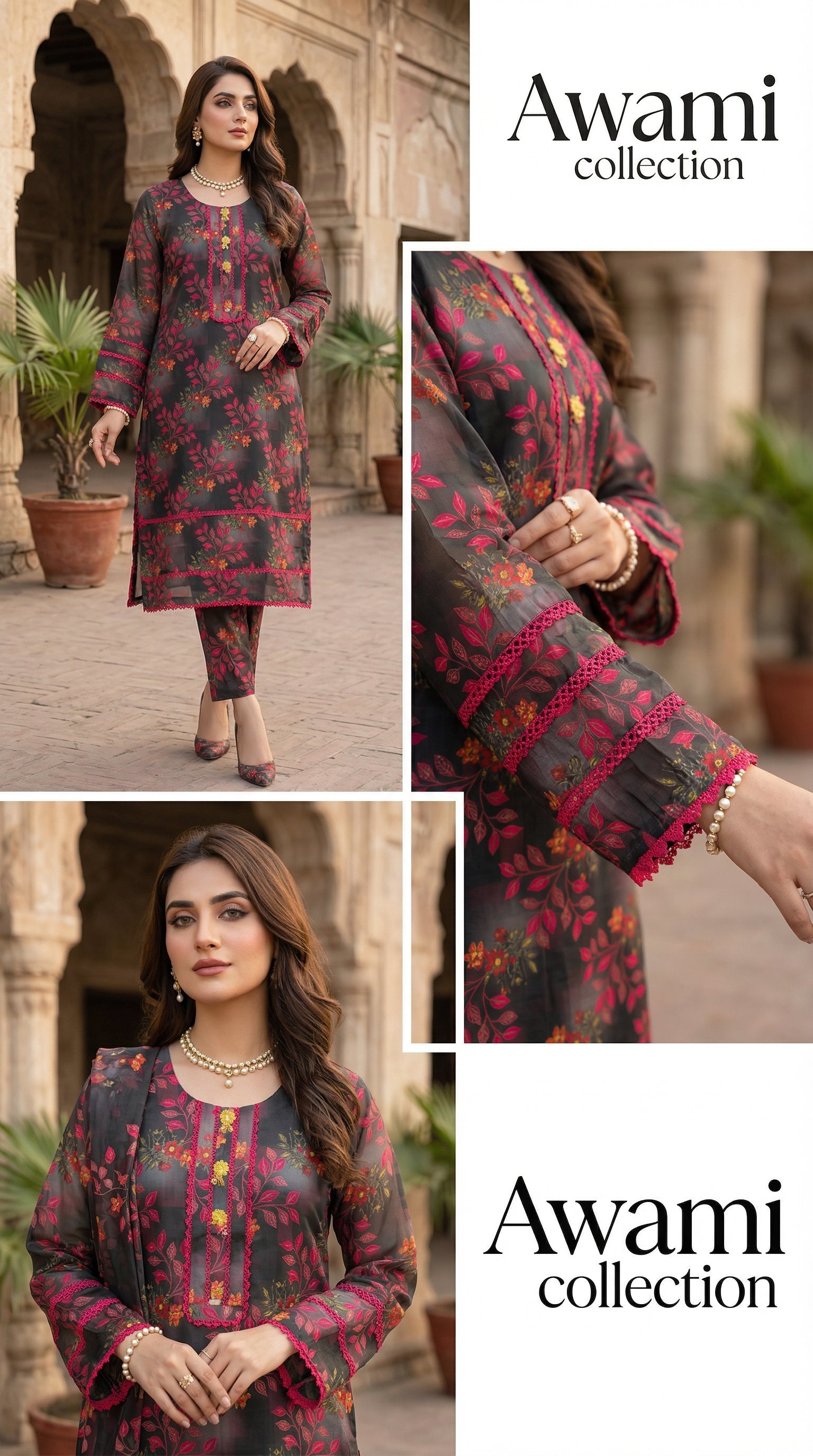 Floral Elegance Charcoal