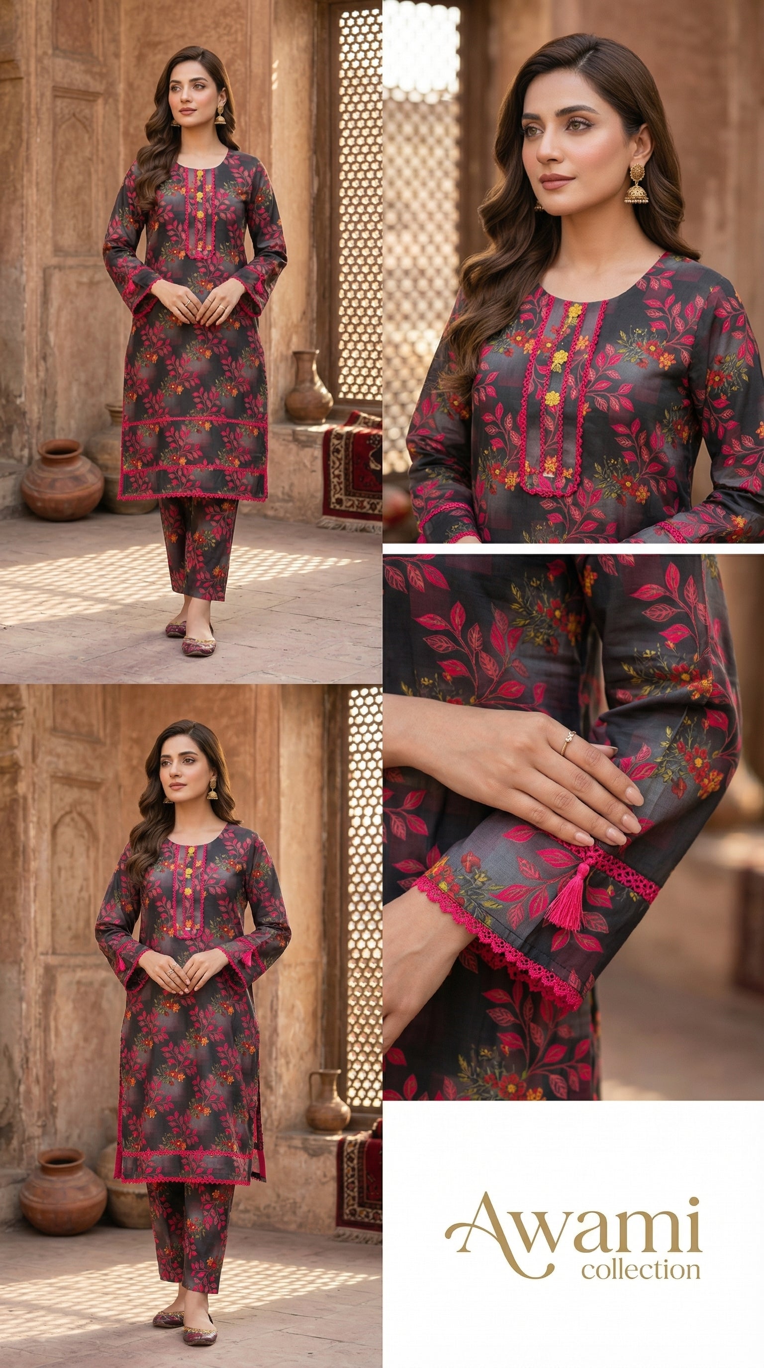 Floral Elegance Charcoal