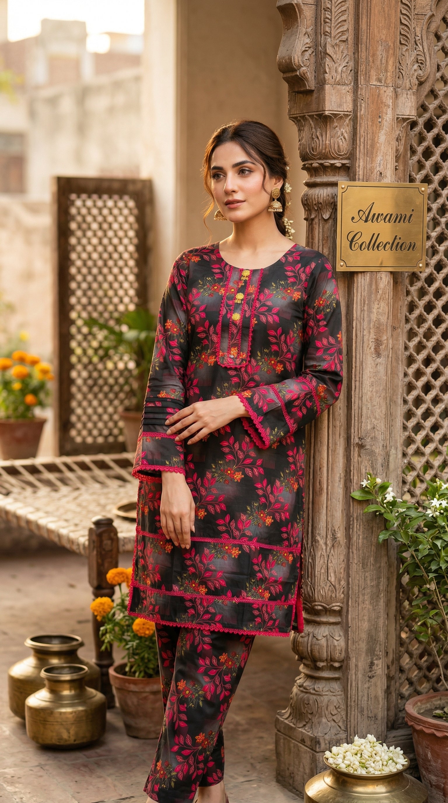 Floral Elegance Charcoal